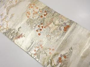 アンティーク　屋敷風景模様織り出し袋帯（材料）